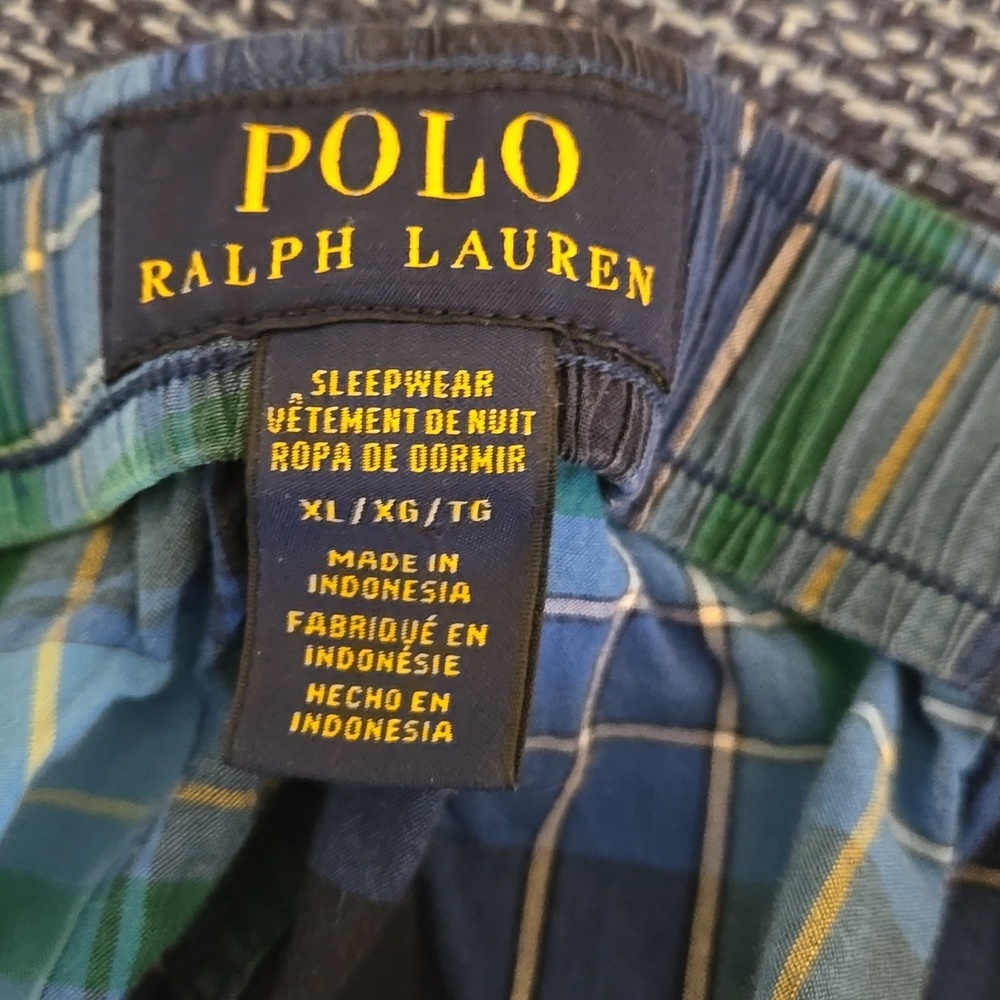 Polo Ralph Lauren Green And Blue Plaid Lounge Pants - Picture 4 of 4